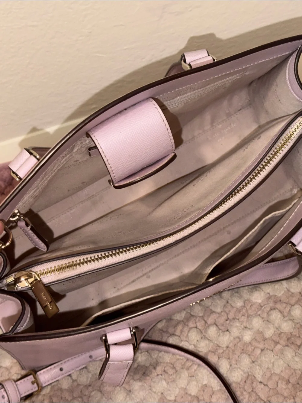 kate spade lavender leather satchel with detachable strap